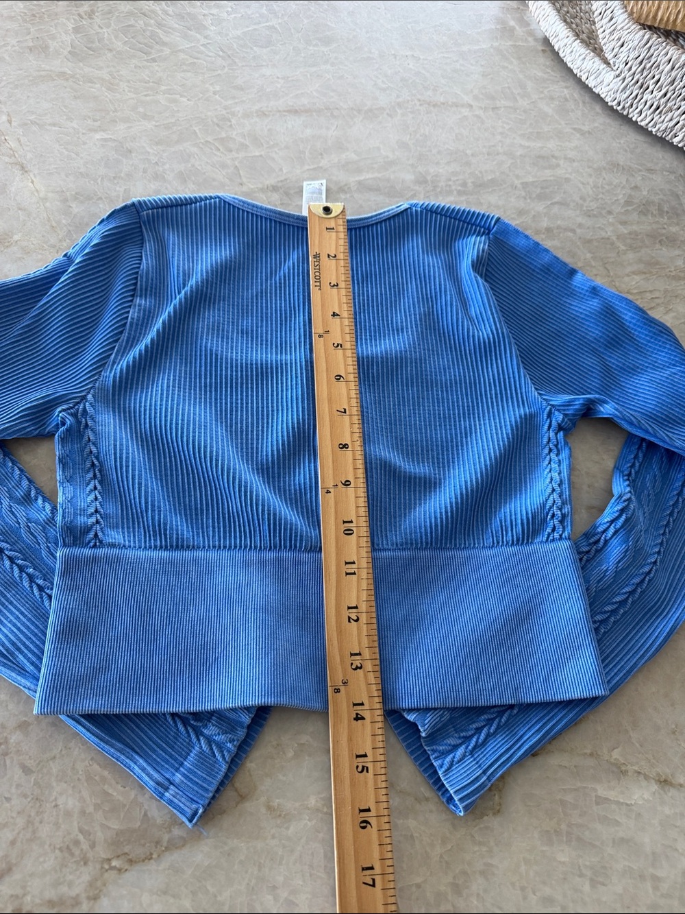 Aerie Seamless Cable Square Neck Shirt Size Small Crop Top Long Sleeve Stretch - Picture 5 of 5